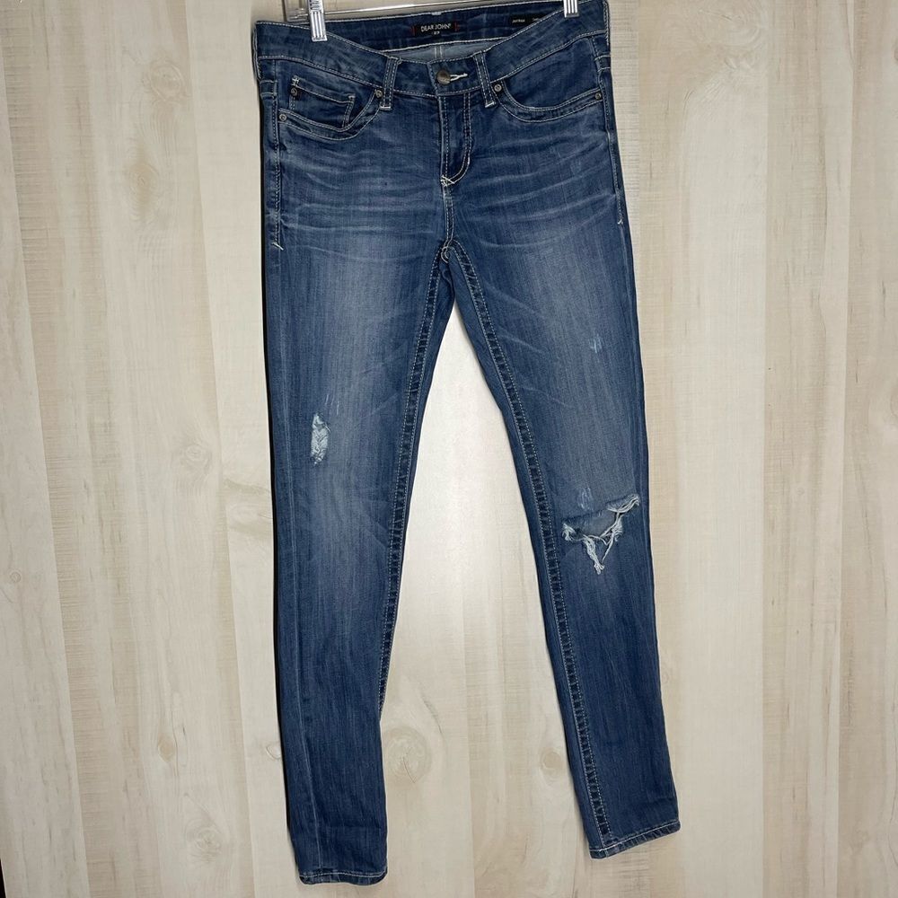 Dear John joyrich comfort skinny distressed jeans, size 27‎